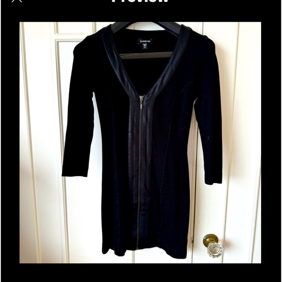 BEBE short mini skirt dress with zipper in the front leather trim size medium - Picture 13 of 13